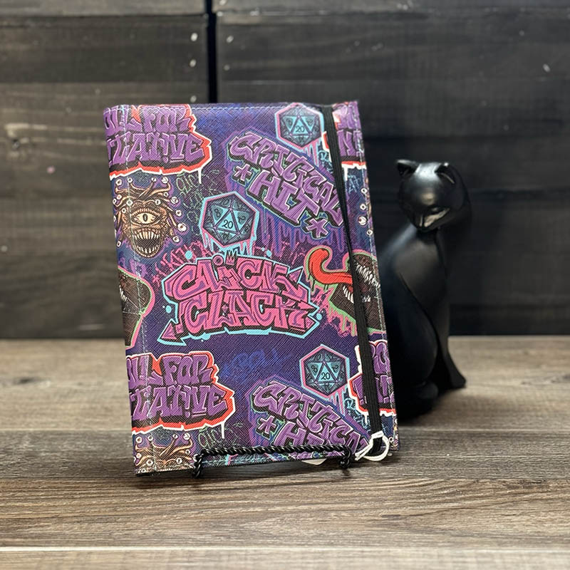 notepad holder featuring a dnd graffiti design